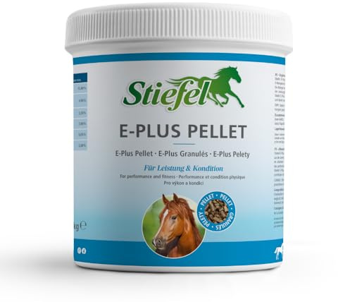 Stiefel E-Plus für Pferde, kann die Leistungsbereitschaft, Kondition & Belastbarkeit unterstützen, Vitamine E mit Selen und Lysin, Pellets, 1kg
