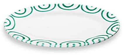 GMUNDNER KERAMIK Platte oval Grösse: l= 21 cm x b= 14 cm x h= 2.1 cm Grüngeflammt Geschirr, handgemacht in Österreich