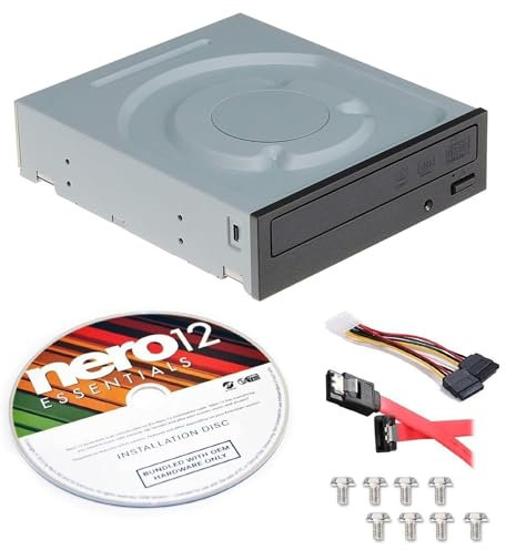BestDuplicator Lite-On 24X SATA Internes DVD+/-RW Laufwerk Optisches Laufwerk IHAS124-14 mit Sata-Stromkabel + Splitterkabel + Schrauben für Desktop-Computer, Server und mehr