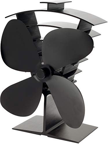 VALIANT (FIR361) Premium IV 4-Blade Heat Powered Log Burner & Stove Fan, Black