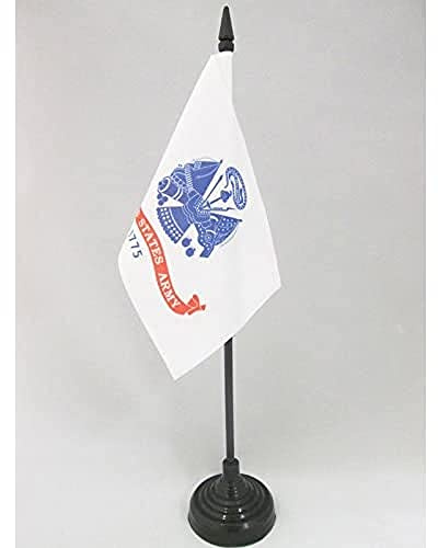 AZ FLAG Tischflagge USA 1775 Armee 15x10 cm Polyester 100D Kunststoffsockel | Für innen Streitkräfte der Vereinigten Staaten Tischflagge genähte Ausführung mit verstärkten Kanten mit Kunststoffstab
