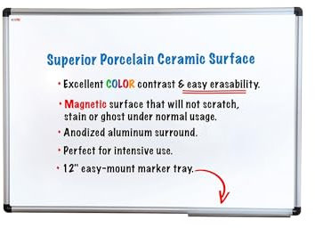 Floortex Viztex Porcelain Magnetic Dry Erase Board, 36 x 24, Aluminum Frame