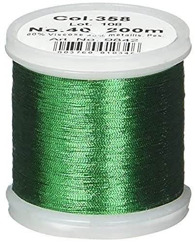Madeira M9842-358 Thread, 75% Polyester/25% Metallised Polyester, #358 Green, 200m