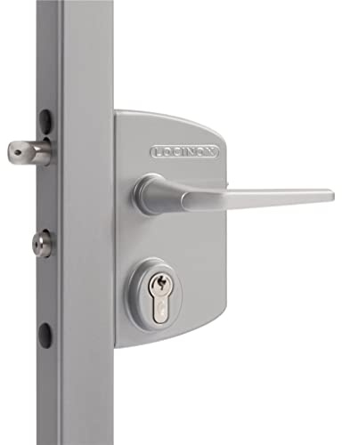 Serrure lakq locinox - 60 mm | Serrure de portail en applique argent - Clé I - Axe à 30 mm - Profil 60 à 80 mm - LAKQ - Locinox