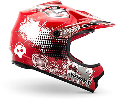 ARMOR HELMETS® AKC-49 „Red“ · Kinder Cross-Helm · Motorrad-Helm MX Cross-Helm MTB BMX Cross-Bike Downhill Off-Road Enduro-Helm Moto-Cross Sport · DOT Schnellverschluss Tasche L (57-58cm)