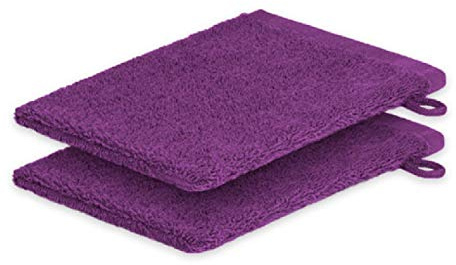 EXKLUSIV HEIMTEXTIL 2X Waschhandschuh 15 x 21 cm Lila 500 g