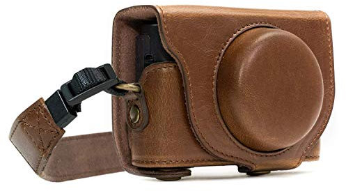 Megagear Ever Ready Custodia In Finta Pelle Per Fotocamera Compatibilie Con Sony Cyber-Shot Dsc-Rx100 Vi, Dsc-Rx100 V, Dsc-Rx100 Iv (Marrone Scuro)