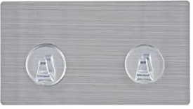 WENKO Static-Loc® Hakenleiste Edelstahloptik - Befestigen ohne Bohren, Kunststoff (PET), 14.5 x 2 x 8 cm, Silber
