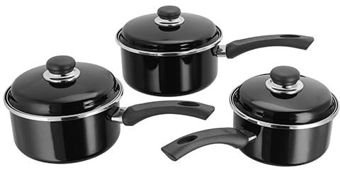 Judge Induction 3 Piece Saucepan Set Non-Stick Black