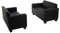 Mendler Sofa-Garnitur Couch-Garnitur 2X 2er Sofa Lyon Kunstleder - schwarz