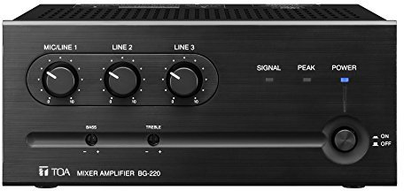 TOA BG-235 Power Amplifier, 35W Rated Output, All Inputs/Outputs Have Removable Terminal Blocks, Any of the 3 Inputs Assignable to MOH/ZONE 2 Out, Provides Auto/Manual Mute Function