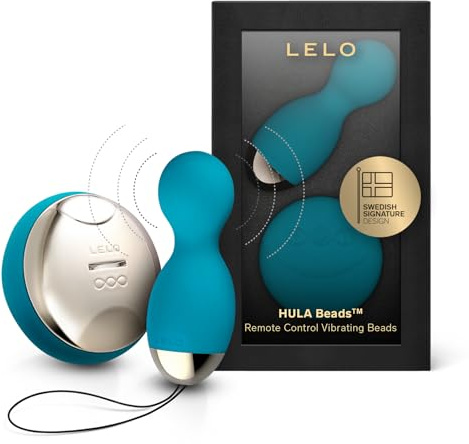 LELO HULA Beads Drehende, Rotierende und Vibrierende Liebeskugeln Sexspielzeug, Ben Wa Kegel Balls, Vibro ei mit fernsteuerung 2 Jahr Garantie, Liebeskugeln mit Vibrationen, Ocean Blue
