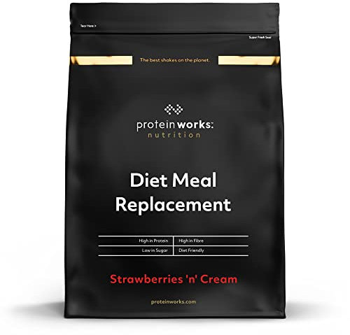 THE PROTEIN WORKS Sustituto De Comida Dietético | Fresas con Nata | Rico En Nutrientes | Vitaminas Potenciadoras del Sistema Inmune | Asequible, Saludable & Rápida | 500g