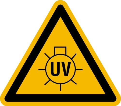 LEMAX® Aufkleber Warnschild, Warnung vor UV-Strahlung - praxisbewährt Folie selbstkl. gelb/schwarz, 200mm