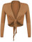 Glamexx24 Damen elegante Bolero Jäckchen Langarm Achselzucken Strickjacke BL0001, Caffee, Gr.- S/M