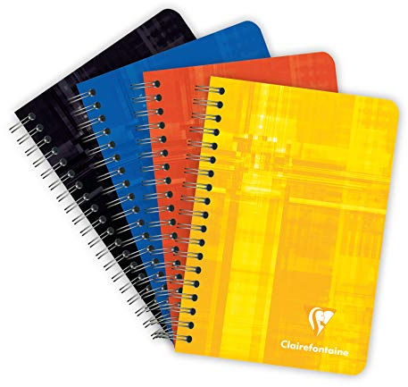 Clairefontaine 8502C - Spiralheft kariert, 9 x 14 cm, 90 Blatt, 90g, 1 Stück farbig sortiert