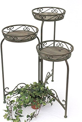DanDiBo Blumentreppe Metall Rund 72 cm Blumenständer mit 3 Körbe 11136 Blumenständer Blumensäule Pflanzenständer Holzablage