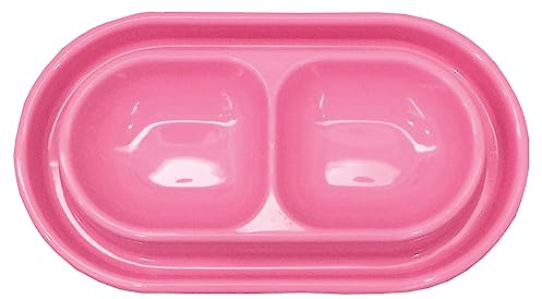 GRPET Ciotola per gatti cani e animali domestici, per cibo e acqua rosa S | Ciotola anti-formica, Plastica leggera, Doppio piatto basso, 400ML, Il fossato d'acqua previene le formiche, Per gattini