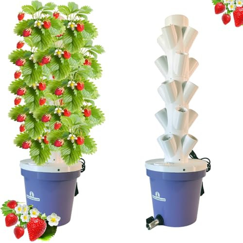 Torre Idroponica, Orto verticale con 5 livelli per la coltivazione di 20 piante. Modello espandibile fino a 10 livelli per 40 piante, coltivazione senza terra, per balconi e terrazzi (LIME 5 LIVELLI)