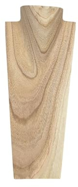 Buste Présentoir à colliers en bois 35cm | Finition Bois brut naturel