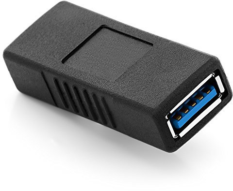 deleyCON USB 3.0 Adattatore Accoppiatore Collegamento Estensione una Femmina a una Femmina - 2 Cavo Estendere - Nero