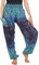 Lofbaz Damen Haremshose mit gesmoktem Boho Hosen Rose 2 Blau Size M