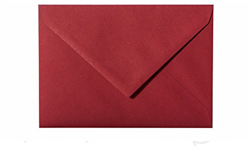 Paper24 25 Umschläge B6 feuchtklebend 120 g/qm, Briefumschläge 12,5 x 17,5 cm für Hochzeit, Geburtstag, zum Basteln in der Farbe Bordeaux