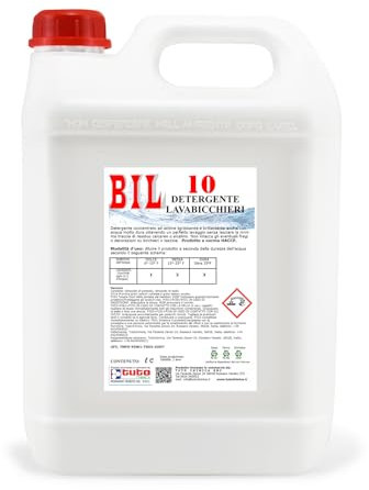 BIL 10: Detergente Lavabicchieri Bar, Detersivo Professionale Lavastoviglie, Lavabicchieri e Lavatazzine, Concentrato, HORECA, Haccp