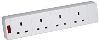 mercury 4 gang 13A trailing socket with neon