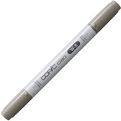 COPIC Ciao Marker Typ W - 5, warm gray No. 5, vielseitiger Layoutmarker, mit einer mittelbreiten und einer Brush-Spitze