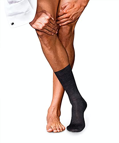 FALKE Herren No. 6 Socken atmungsaktive klimaregulierende geruchshemmende Wolle Seide hochwertig elegant verstärkte Herrensocken flache Naht druckfreie Fußspitze fein einfarbig Business 1 Paar | mit Merinowolle & Seide