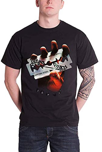 Rock Off Judas Priest T Shirt British Steel Band Logo Album Cover Officiel Homme Nouveau Size M