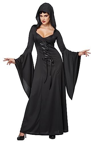 Hooded Black Lace Up Robe Costume
