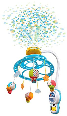VTech - Lumi Mobile Nuit Étoilée, Mobile Musical Lit Bébé avec Télécommande, 4 Animaux en Peluche, Projection au Plafond, Musique Douce et Sons de la Nature, Cadeau de Naissance - Contenu en Français