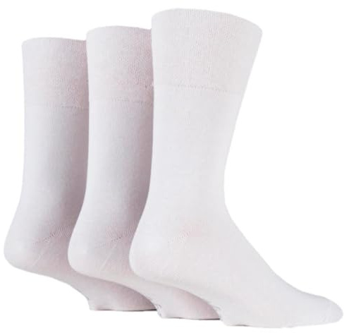 Gentle Grip Mens 3 Pair Plain Cotton Suit Socks 6-11 Mens White