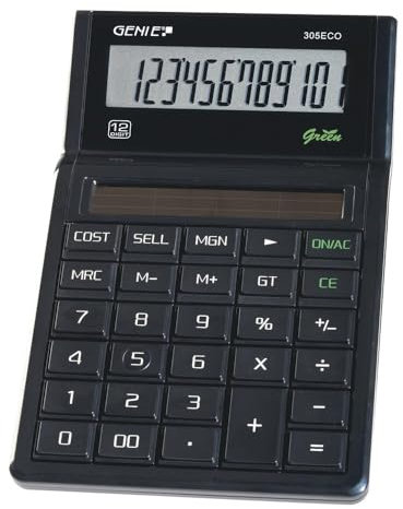 Genie 205 ECO 10-stelliger Tischrechner (Solar-Power; klassisches Design; schwarz (ausgezeichnet mit Blauer Engel)