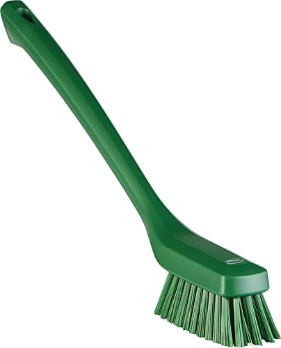 Vikan 41852 Narrow Cleaning Brush with Long Handle, Hard Bristles, 420 mm (16.5 in), Green