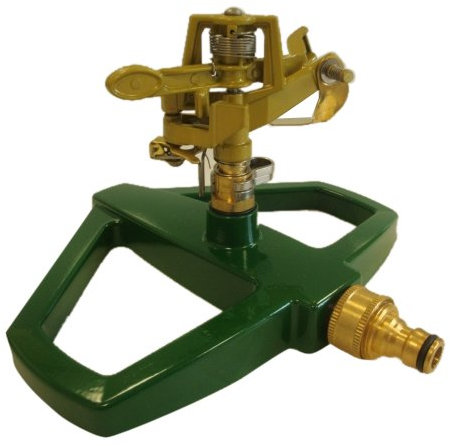 Greenkey Metal Base Pulsating Water Sprinkler for Grass Lawns, Gardens, Shrubs and Plants - Brass Fittings