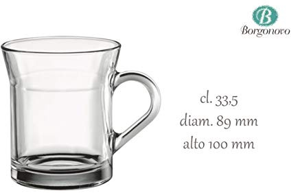 Borgonovo Tazza Cappuccino Glasses 12oz / 340ml - Pack of 6 | Coffee Glasses