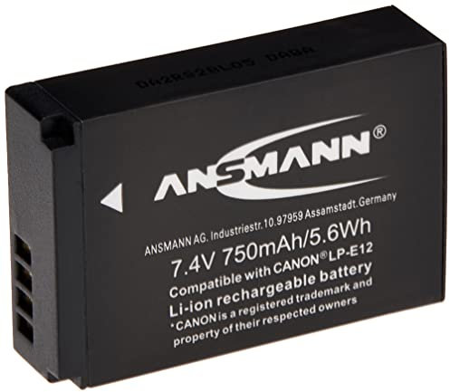ANSMANN Ersatzakku für A-Can LP-E12 Li-Ion Digicam Akku 7,4V/750mAh für Canon Foto Digitalkamera, Zweitakku ideal für Hobby- und professionelle Fotografen, 100% kompatibel
