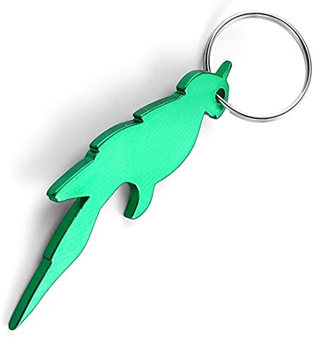 Komonee Parrot Green Bottle Opener Key Chain Metal Wildlife Bird Key Ring Novelty Animal Keychain Keyring