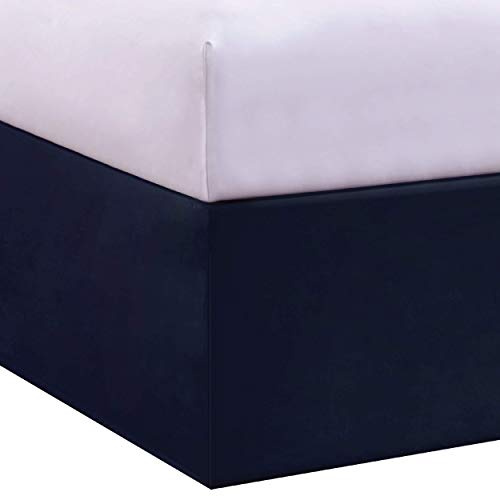 Lux Jupe de lit sur Mesure en Microfibre avec Longueur de Chute Classique de 35,6 cm, très Grand lit, Bleu Marine