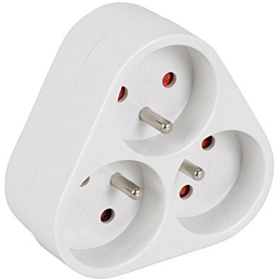 Expert Line - Multiprise électrique murale, prise multiple - Triplite triangulaire 3 prises, sans fil - 3P/16A - Blanc - Protection enfant 485240