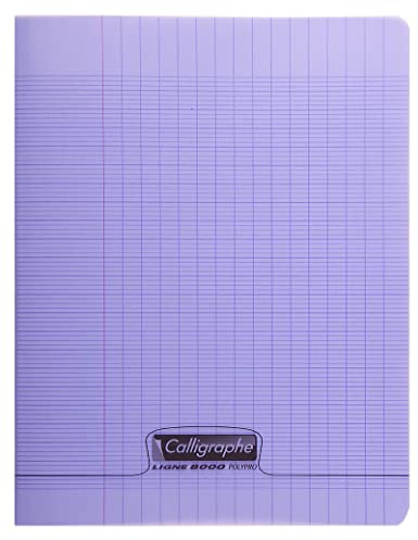 Calligraphe r 18127C - Taccuino a righe viola (marca Clairefontaine), 17 x 22 cm, 96 pagine tricolore, carta bianca da 90 g, copertina in polipropilene trasparente