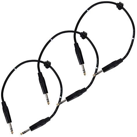 3er Set Pronomic Stage INSTS-0,5 Stereo-Klinkenkabel (symmetrisch abgeschirmt, zweiadrig, 6,3mm Stereo-Klinke ⇒ 6,3mm Stereo-Klinke, 0,5 m lang) Schwarz