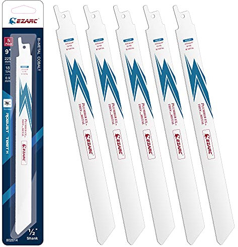EZARC Lame per Sega a Gattuccio Bimetallica Cobalto R922PT 225mm 18TPI Taglio dei Metallo Sottile - 5 pezzi