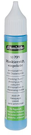 Schmincke - Stylo de masquage coloré, 25 ml, 50 731 005, liquide de masquage bleu pour masquer des zones sur du papier aquarelle, carton à dessin lisse, sans ammoniaque