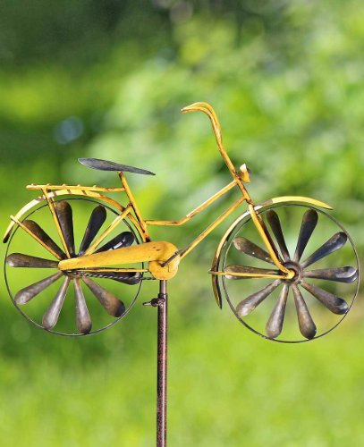 condecoro Gartenstab Fahrrad Gartenstecker mit antikem Charme, gelb