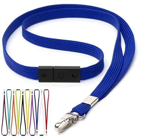 CKB LTD Blau Schlüsselband mit Sicherheitsverschluss Metall-Klipp Für Büro Mitarbeiter Besucher ID Ausweishalter Lanyards Schlüsselbänder Für Namensschilder Umhängebänder Packung mit 100 Stk