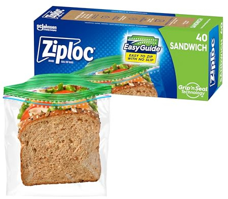 Ziploc Sandwich Bags with New Grip 'n Seal Technology, 40 Count